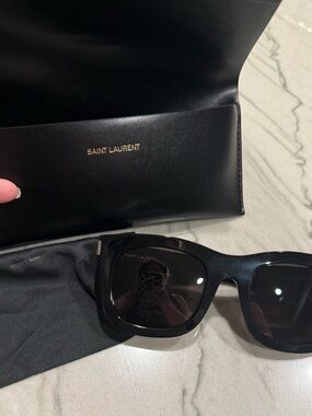 Saint Laurent SL 650 Monceau Black Square Sunglasses 55-24-150 Like New w/ Case
